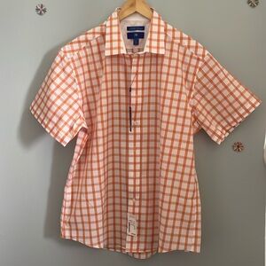 3/$25 Egara Cotton Plaid Short Sleeve Shirt Orange Size XL